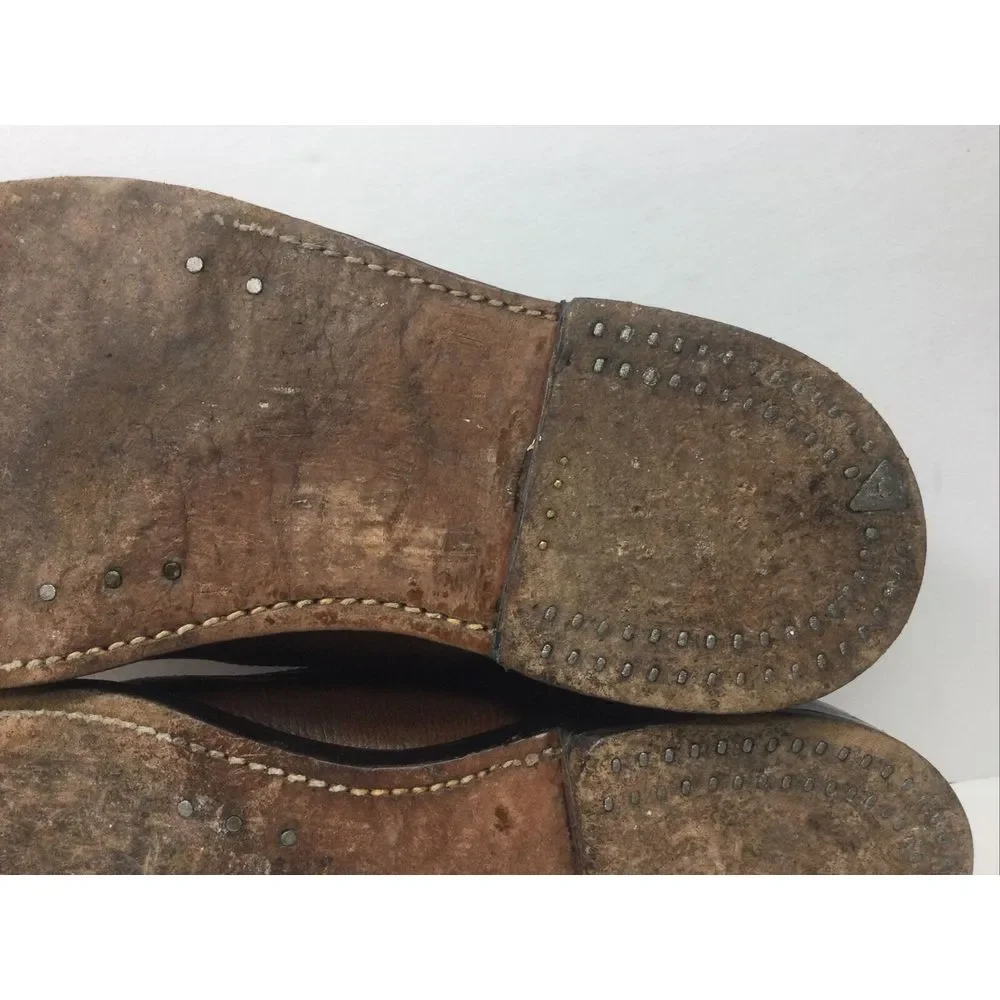 VINTAGE Florsheim Mens Shoes 8.5D Imperial‎ Longwing V Cleat 5 Nail Brown 93602